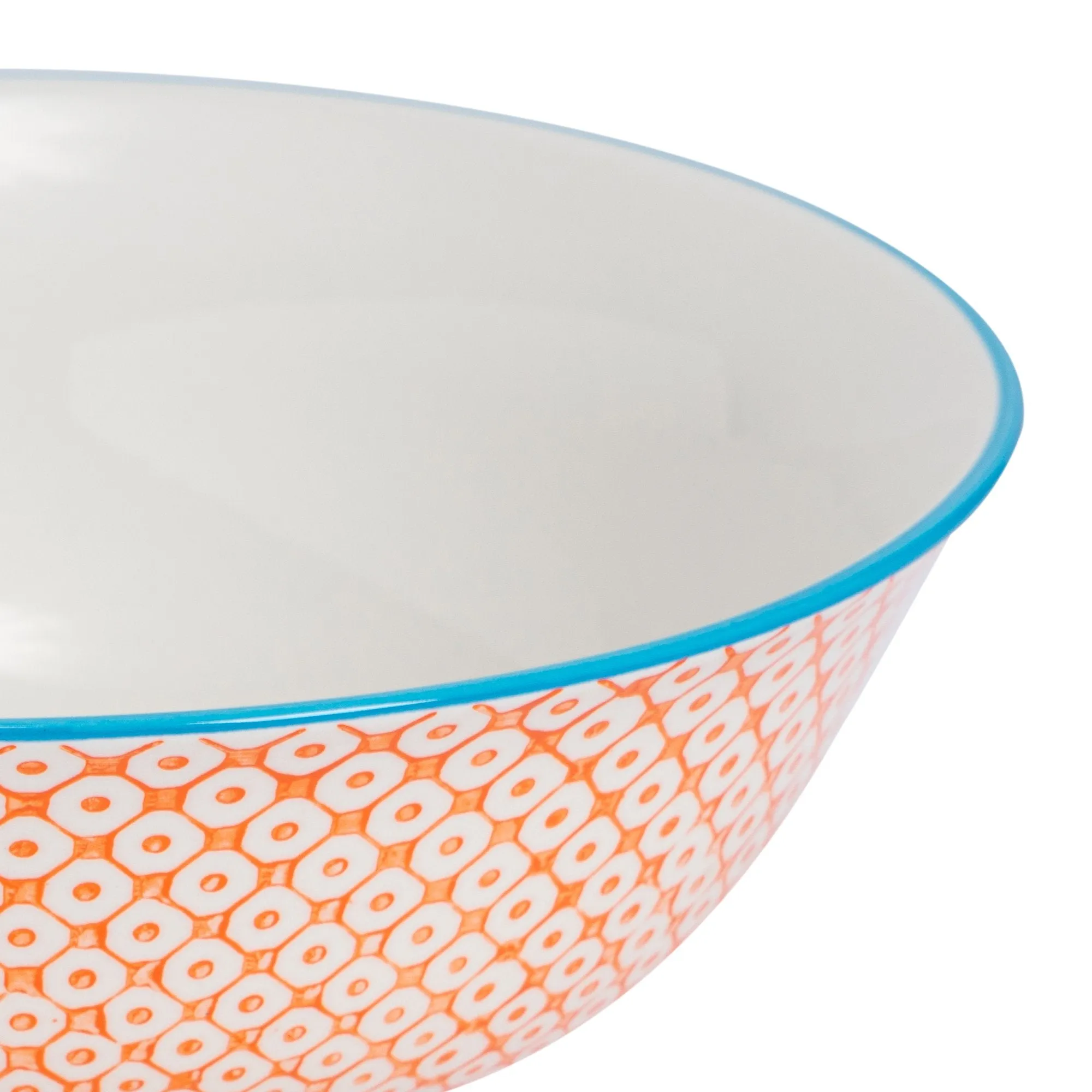 21.5cm Hand Printed China Serving Bowls - Pack of Six - By Nicola Spring
