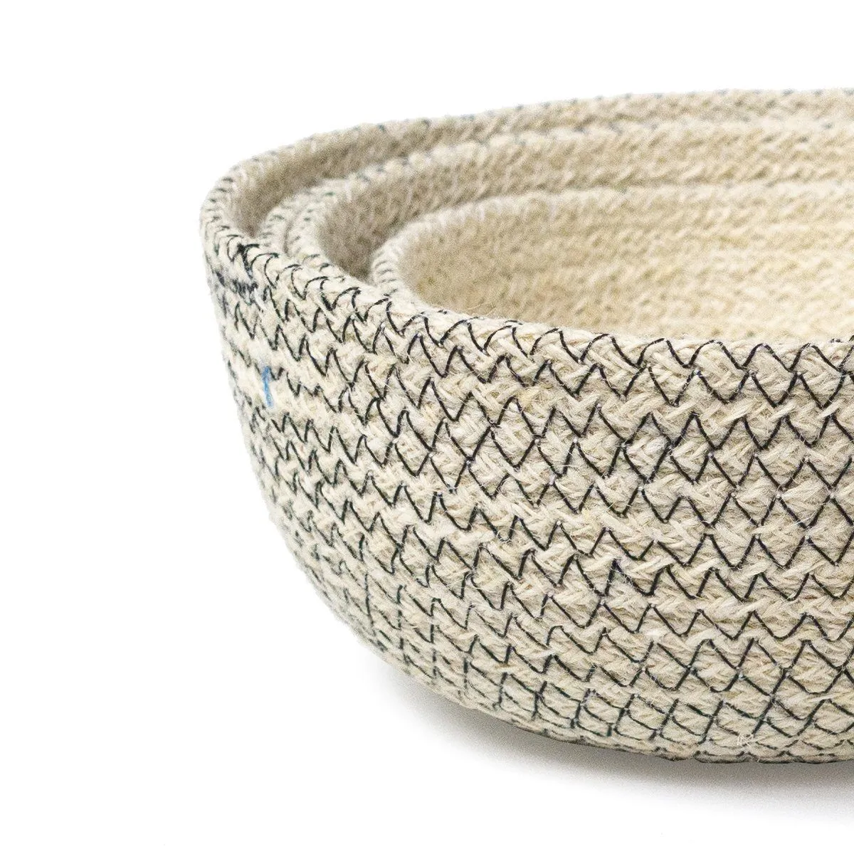 Amari Handwoven Jute Round Bowl - Black (Set of 4)