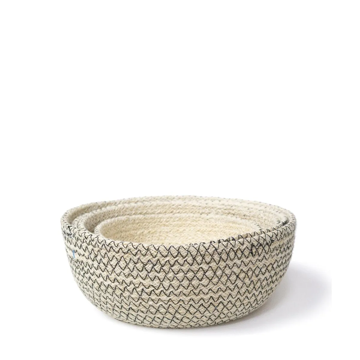 Amari Handwoven Jute Round Bowl - Black (Set of 4)