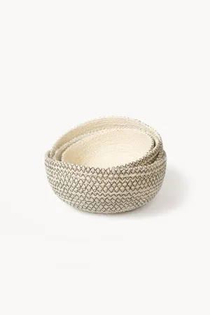 Amari Handwoven Jute Round Bowl - Black (Set of 4)