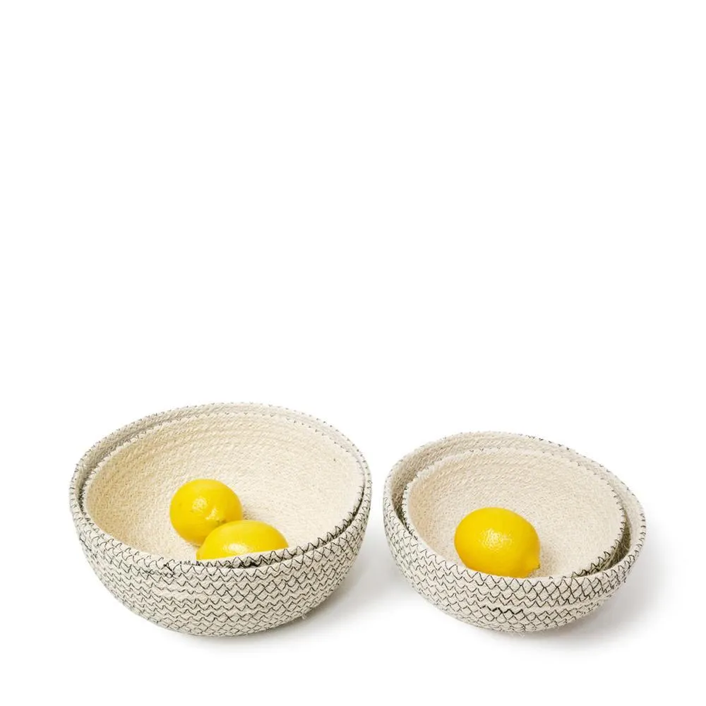 Amari Handwoven Jute Round Bowl - Black (Set of 4)