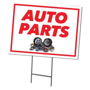 Auto Parts | Double Sided Sign with Metal Ground Stakes; 24"w x 18"h