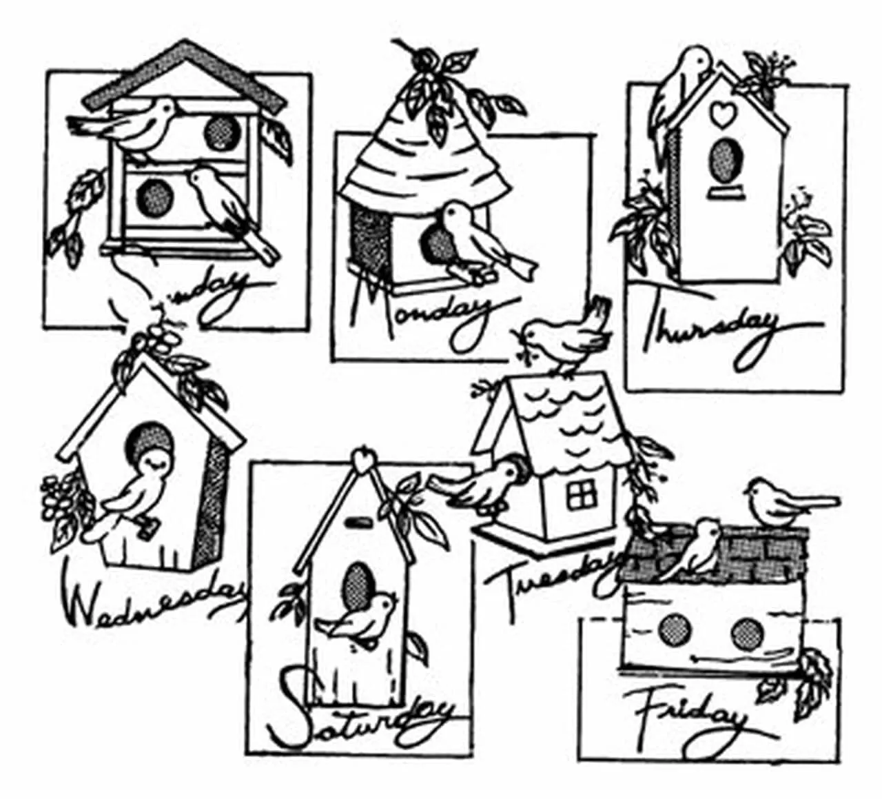 Birdhouses, 3922, Aunt Martha's®, Vintage Embroidery, Transfer Pattern, Hot Iron Transfers, Unopened Transfers, Birdhouse to Embroider