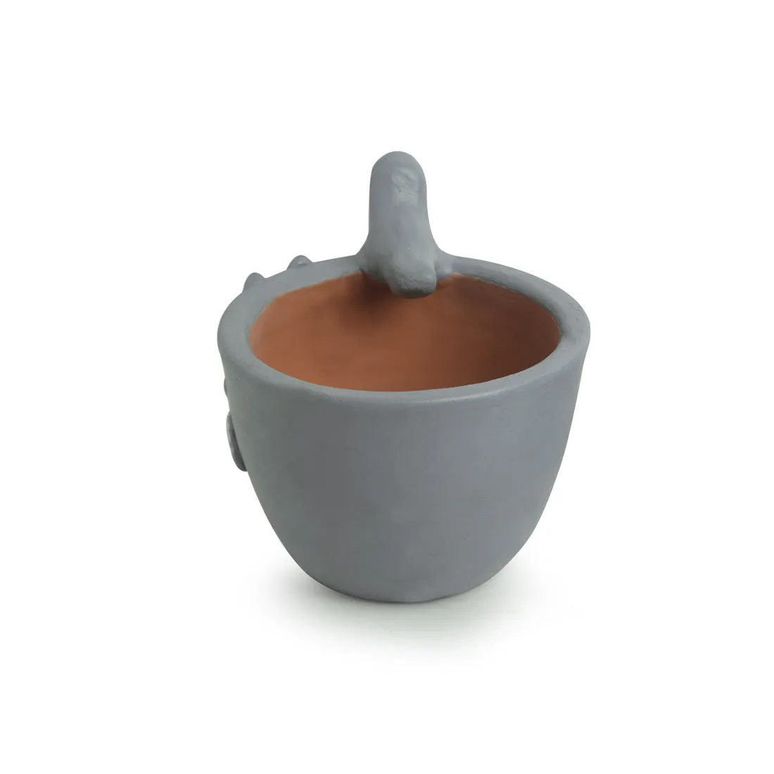 Blooming Birdies' Handmade & Hand-painted Planter Pots In Terracotta (11.4 cm | Set of 2)