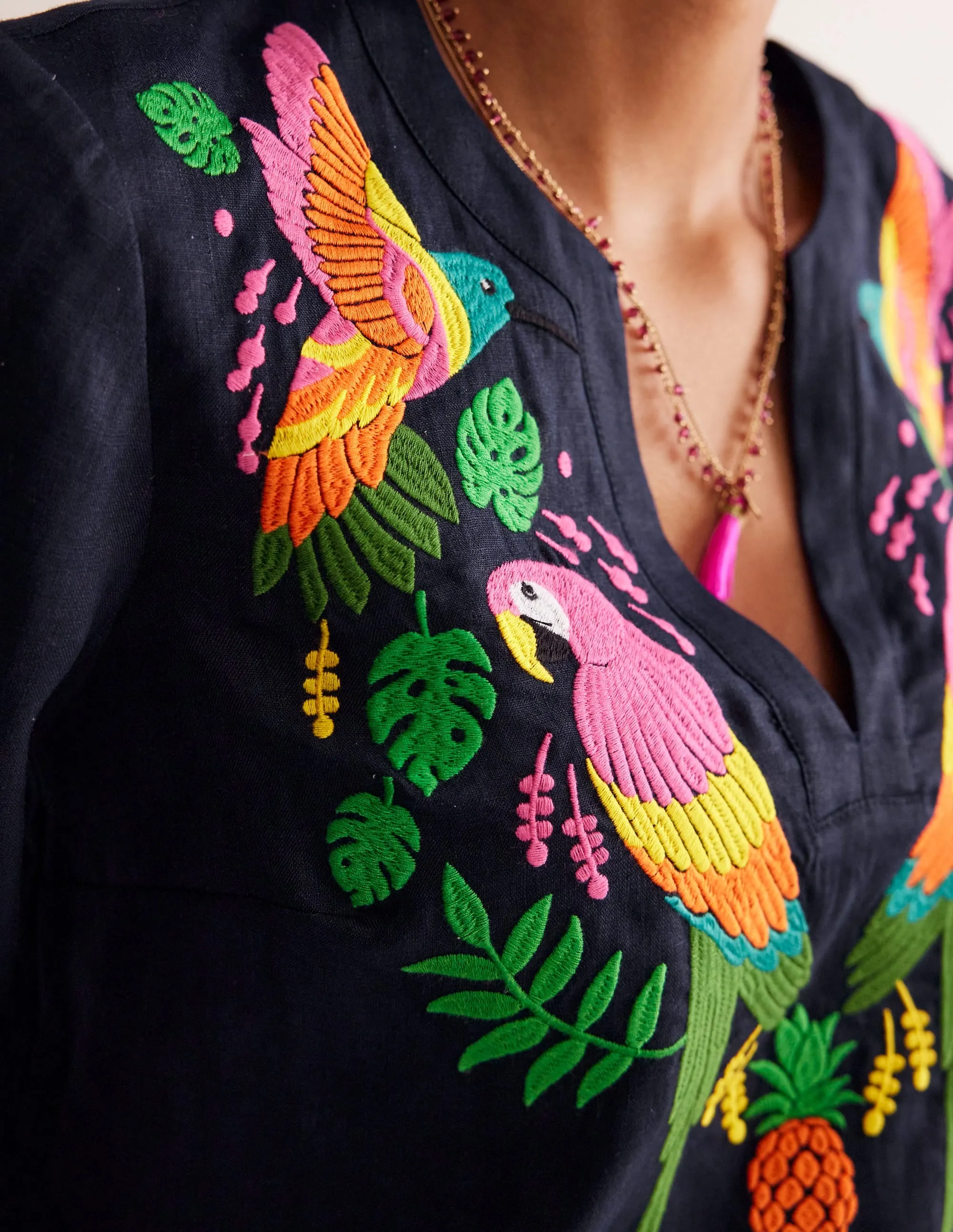 Bonnie Linen Top-Multi, Tropical Paradise