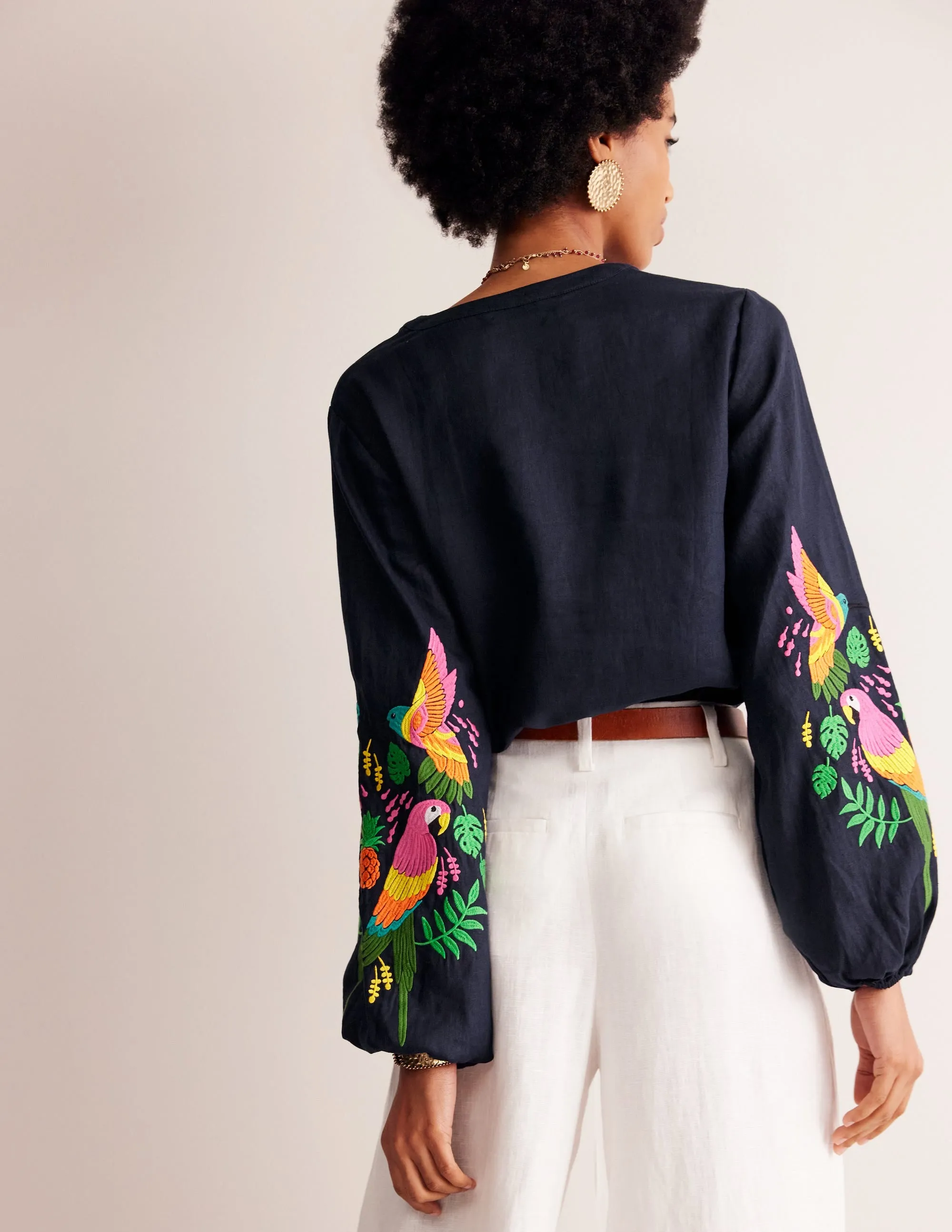 Bonnie Linen Top-Multi, Tropical Paradise