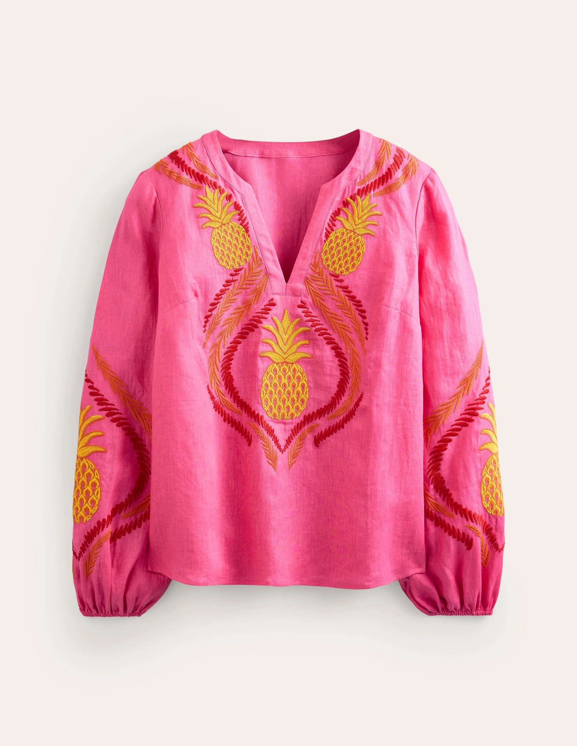 Bonnie Linen Top-Sangria Sunset, Pineapple