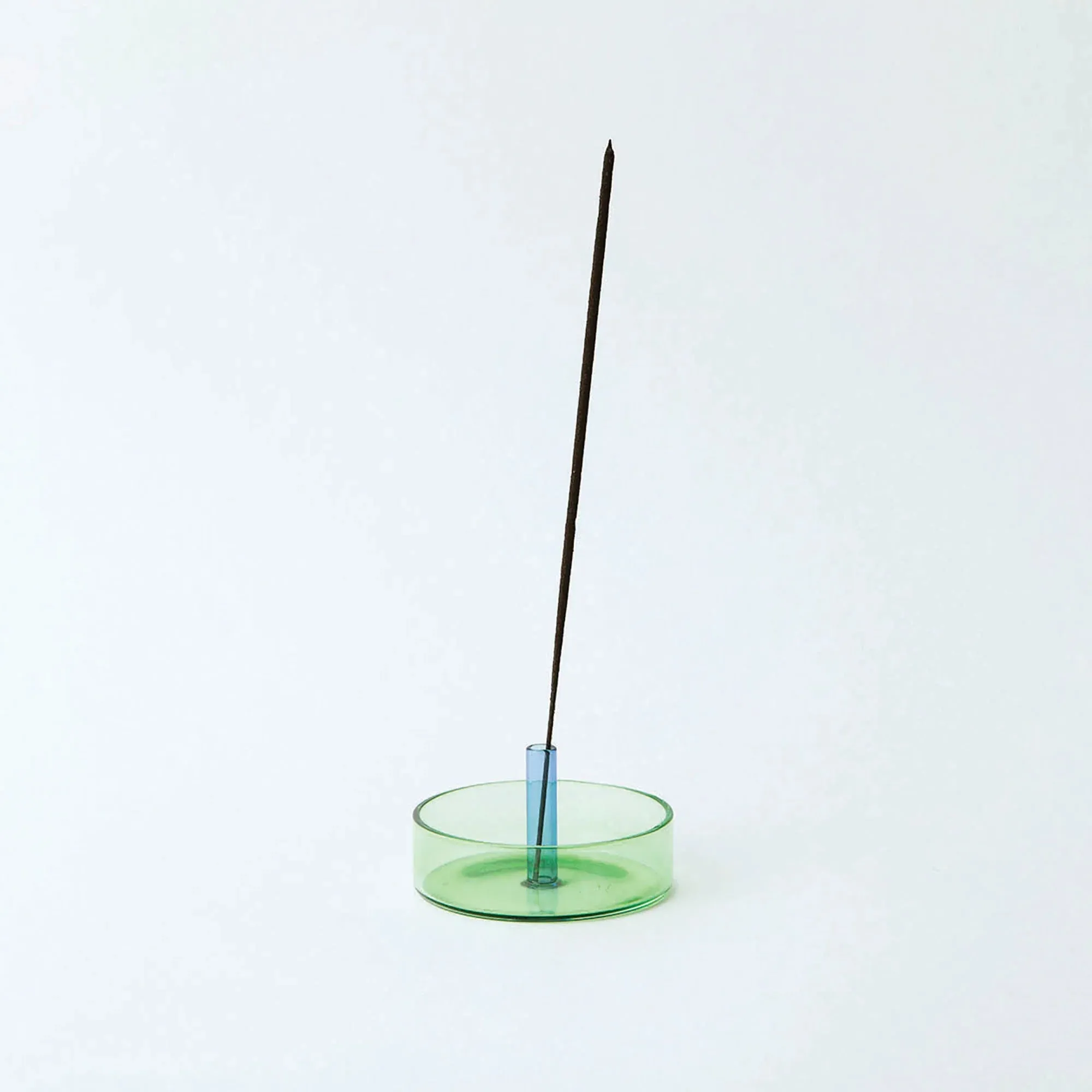 Dual Color Glass Incense Holder, Green/Blue