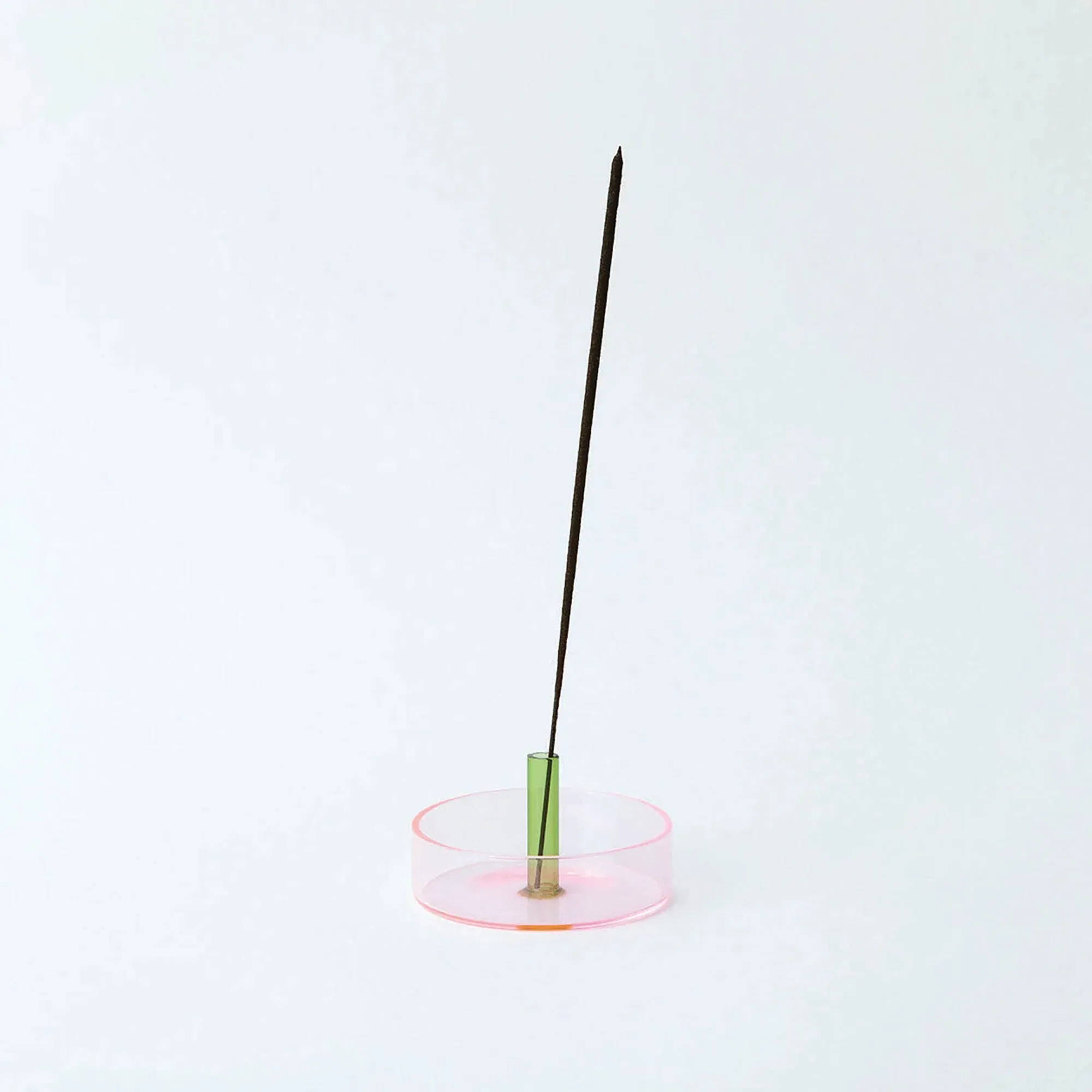 Dual Color Glass Incense Holder, Pink/Green