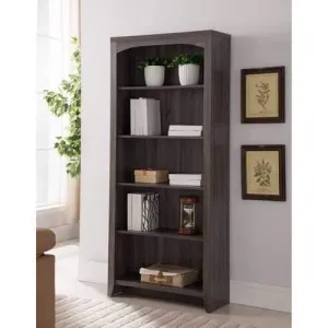 Elegantly Designed 5-Tier Bookcase, Gray