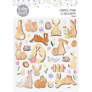 Foil Stickers Easter Wood Bunnies