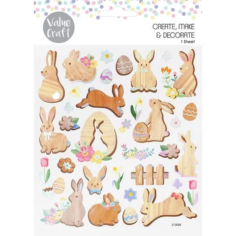 Foil Stickers Easter Wood Bunnies