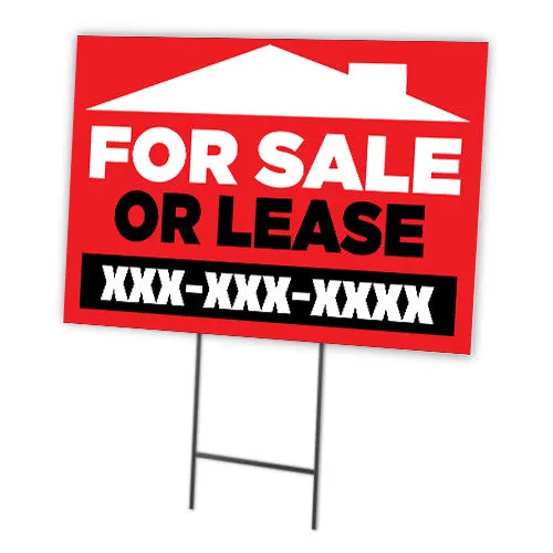 For Sale Or Lease Pack Of 10 Full Color Semi Custom Double Sided Sign