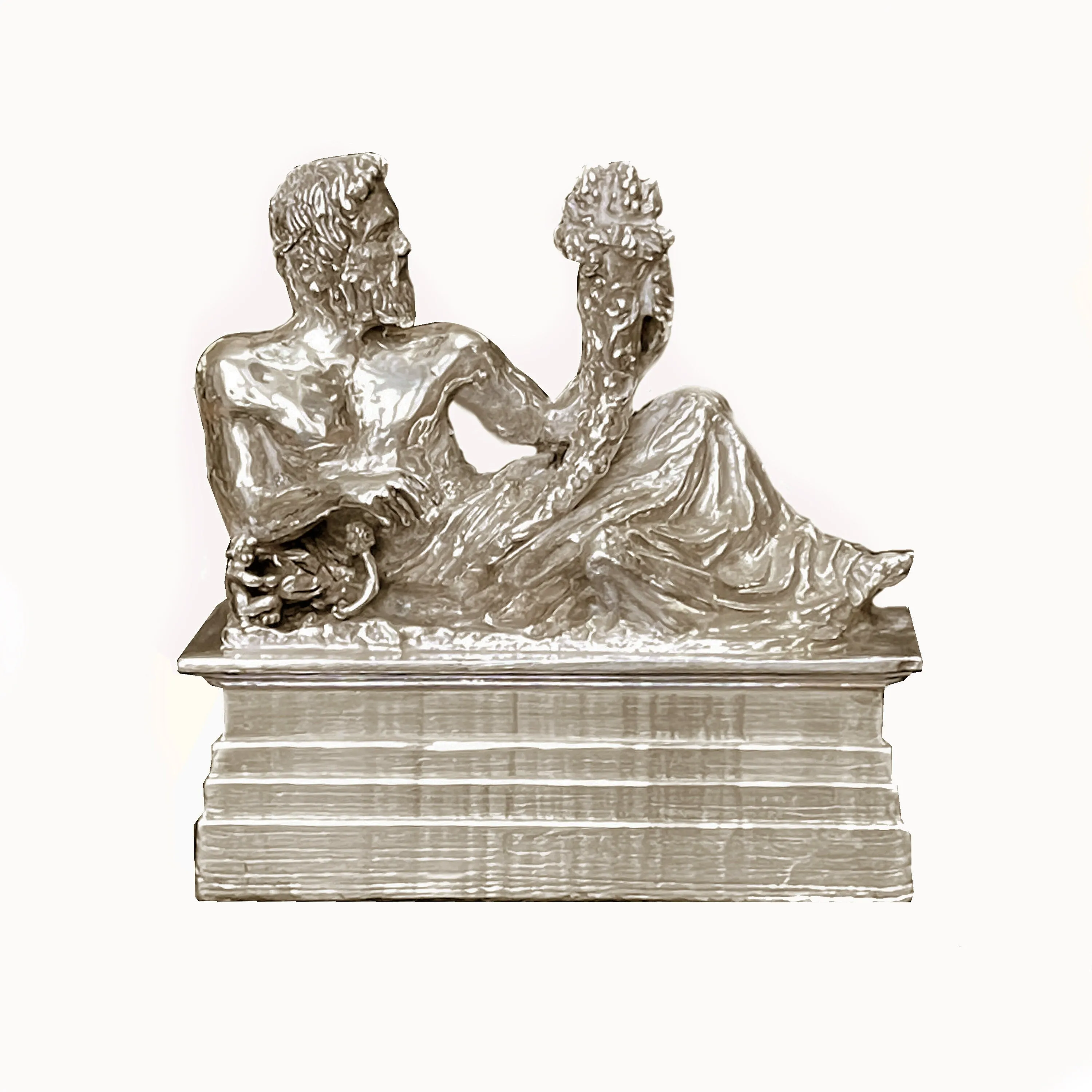 God Tiber Sterling with horn of plenty silver replica statue located in the Capitoline hill