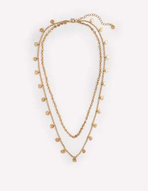 Hammered Disc Layered Necklace-Gold