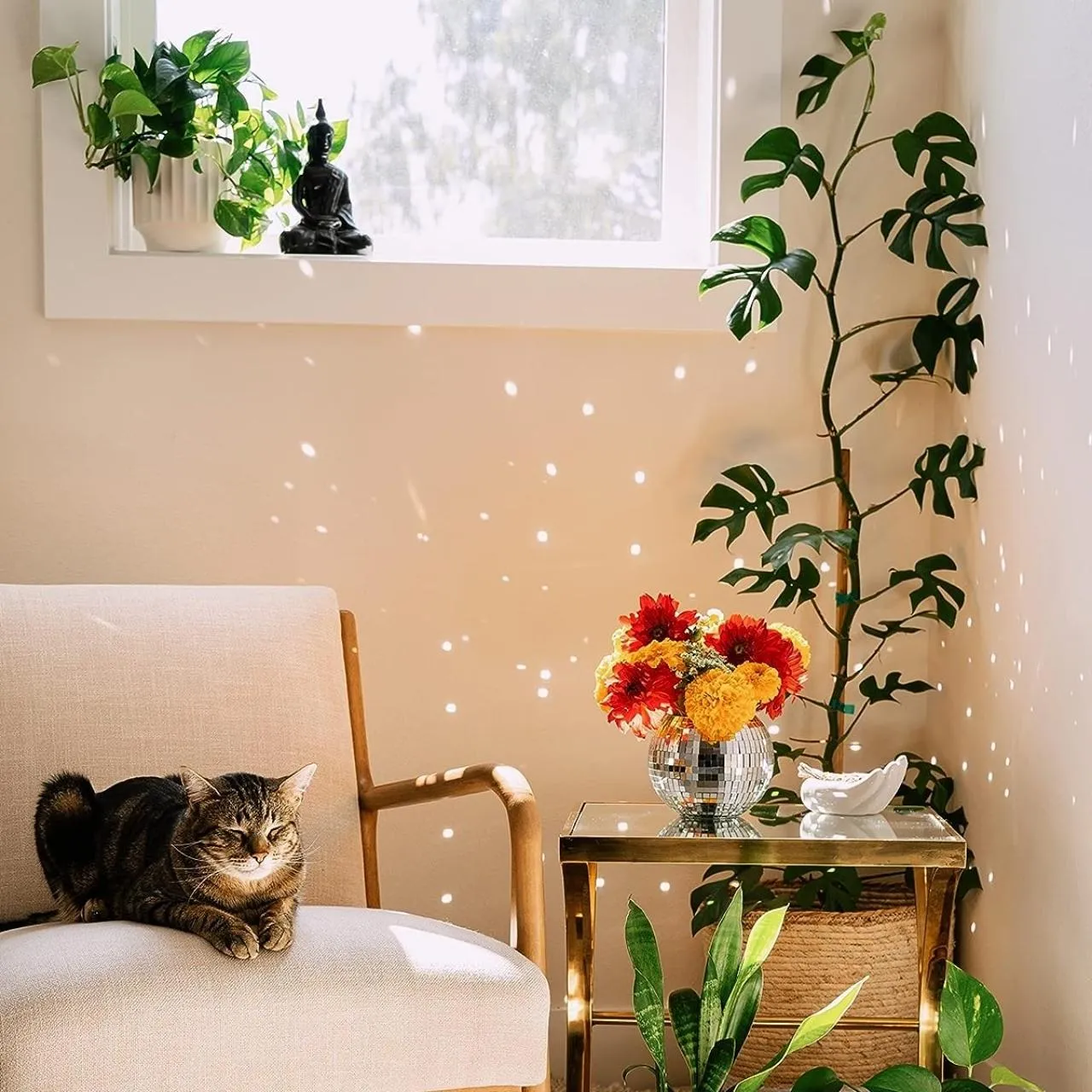 Hanging Disco Ball Glass Planter