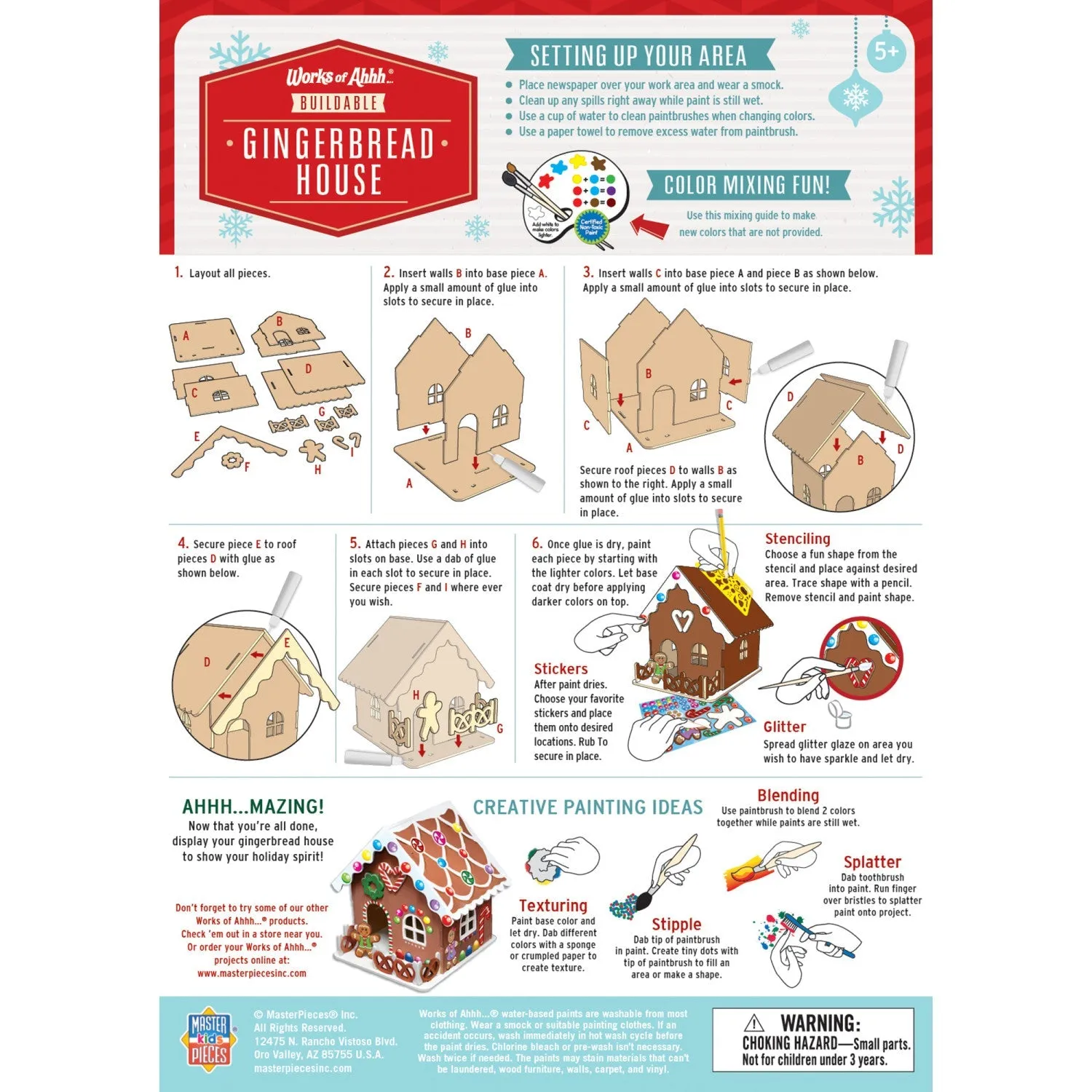 Holiday Craft Kit - Buildable Gingerbread House Wood Paint Kit