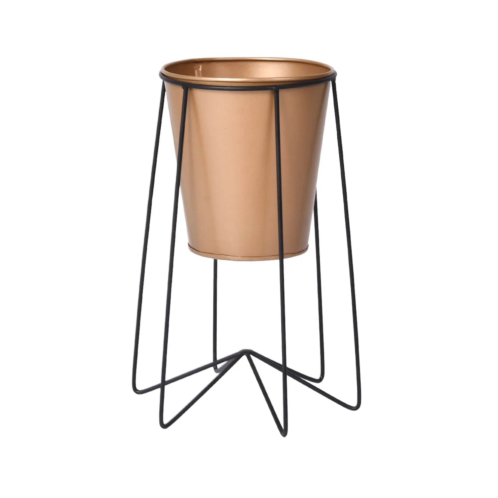 Homestic Planter | Planter Pot Stand for Outdoor | Plant Stand for Living Room | Gamla Stand for Home | Plant Stand for Home | Metal Pot Stand with Bucket Planter | Set of 2 | Gold