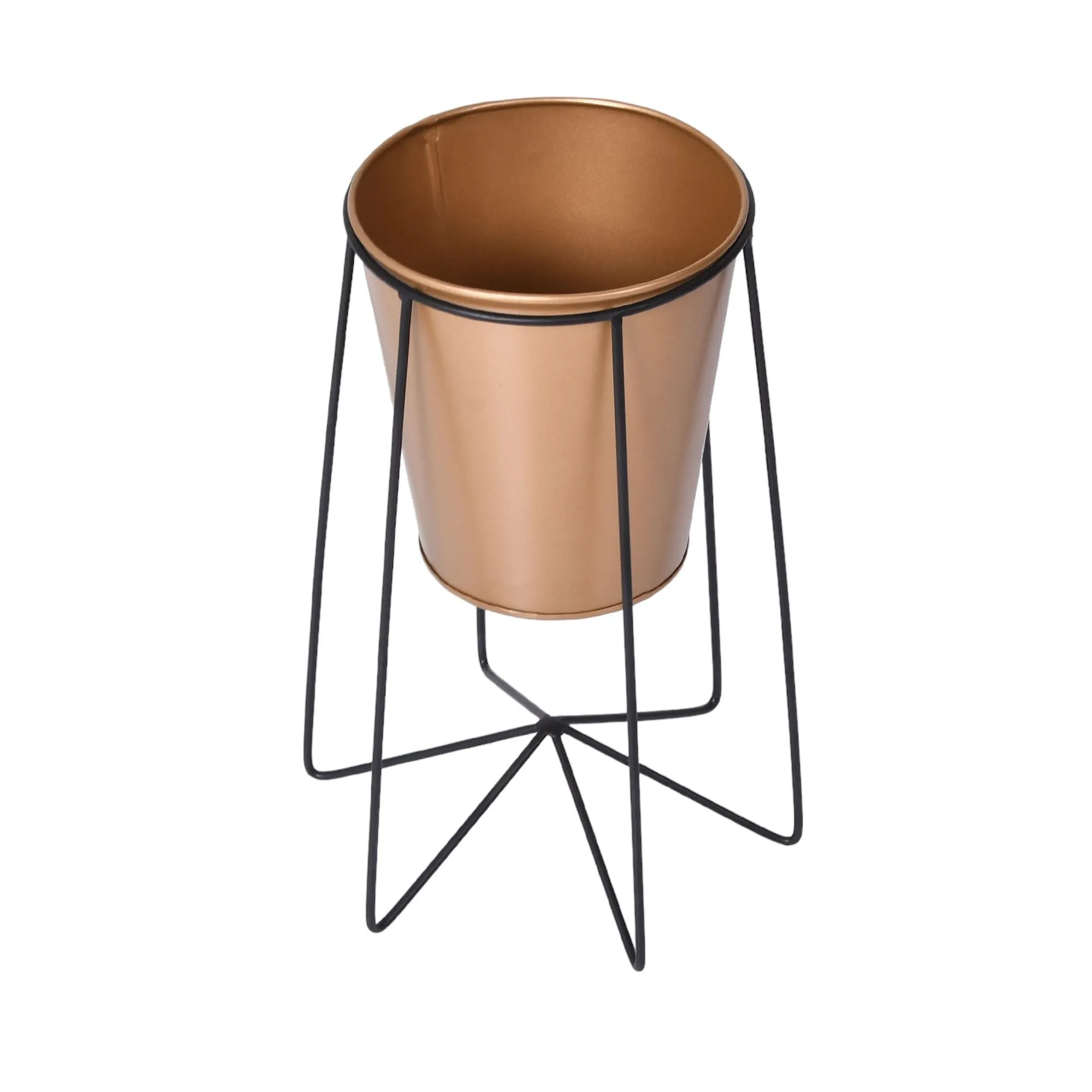Homestic Planter | Planter Pot Stand for Outdoor | Plant Stand for Living Room | Gamla Stand for Home | Plant Stand for Home | Metal Pot Stand with Bucket Planter | Set of 2 | Gold