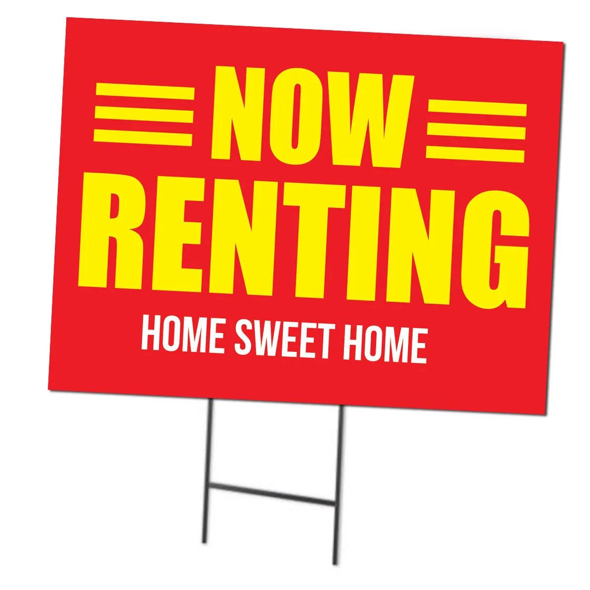 Now Renting | Double Sided Sign with Metal Ground Stakes; 24"w x 18"h