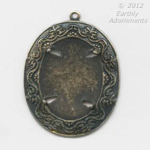 Ornamental brass pronged setting for 12x18mm cab. Pkg of 1. b9-0530(e)