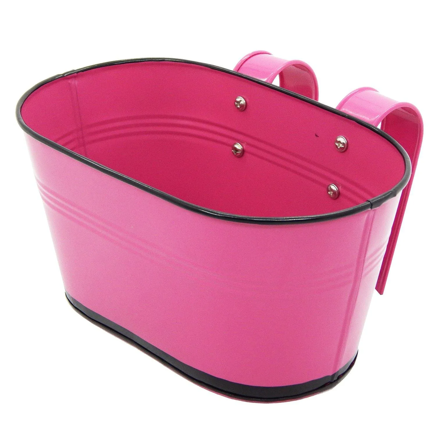 Oval Pink/Black 10" Balcony Railing Planter
