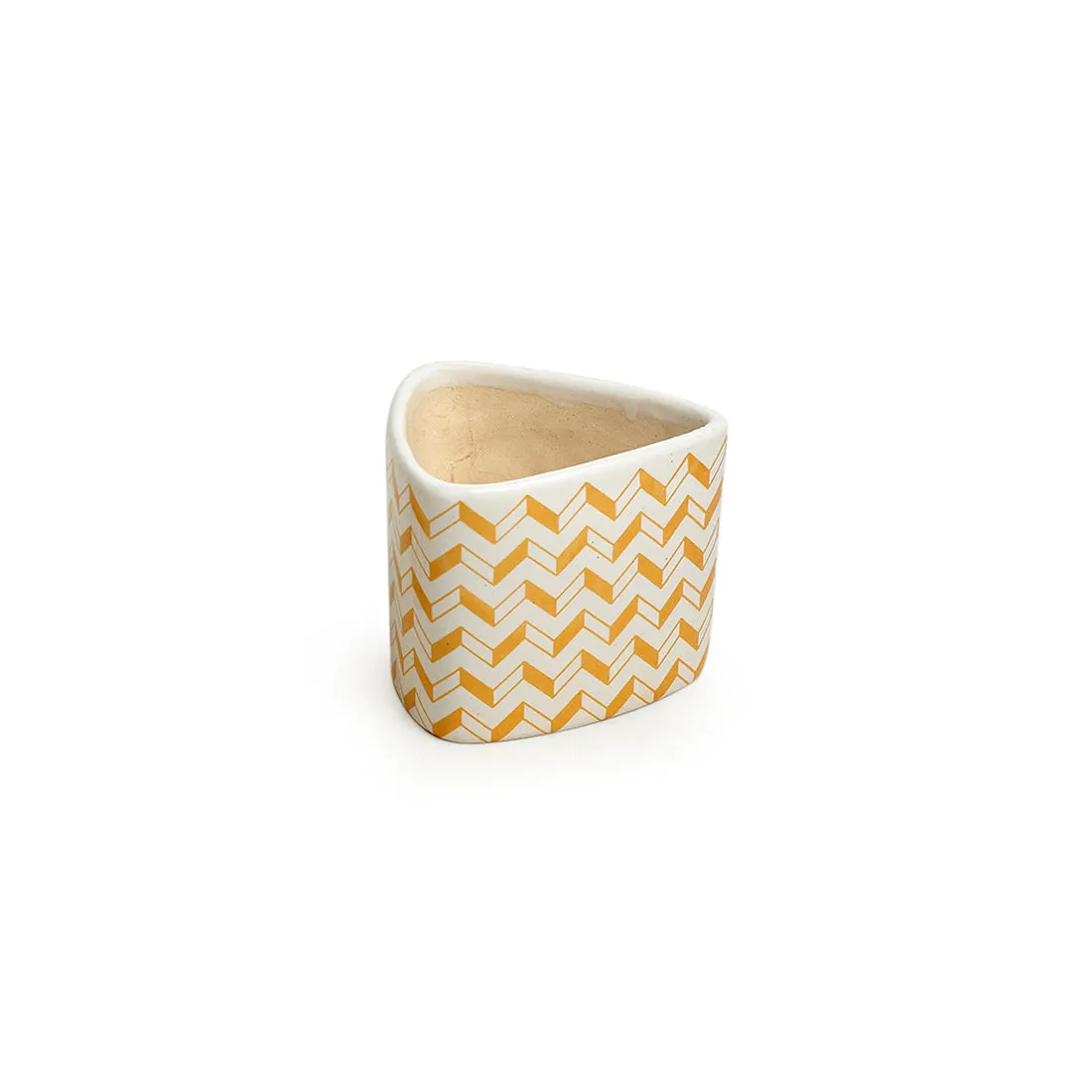 'Plaid Designs' Hand-Painted Table Planter Pots In Ceramic (Set of 2)