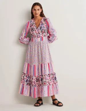 Repurposed Tiered Maxi Dress-Pink