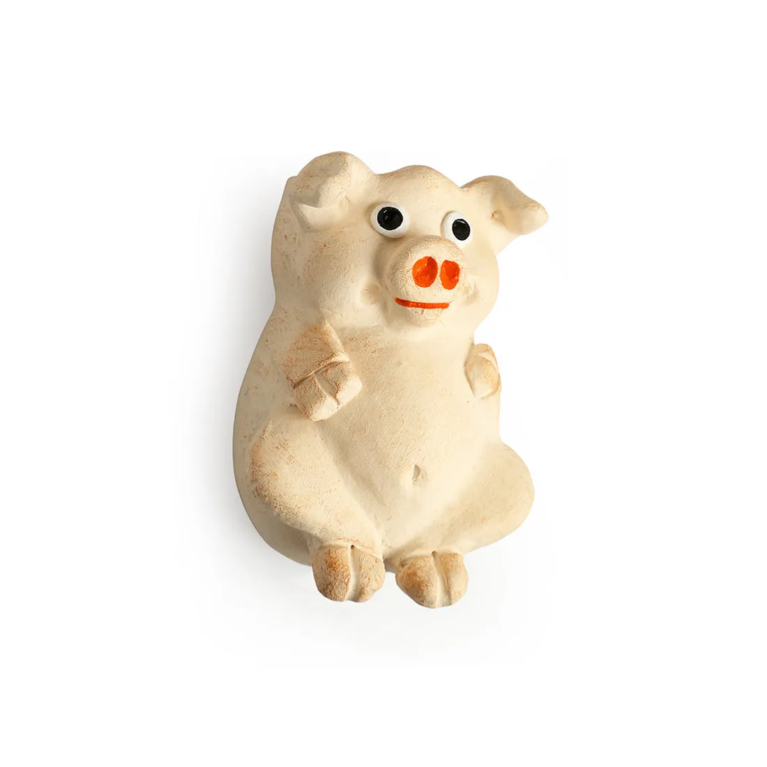 'Rooting Piglet' Wall Planter Pot In Terracotta (17.3 cm, Hand-Painted)