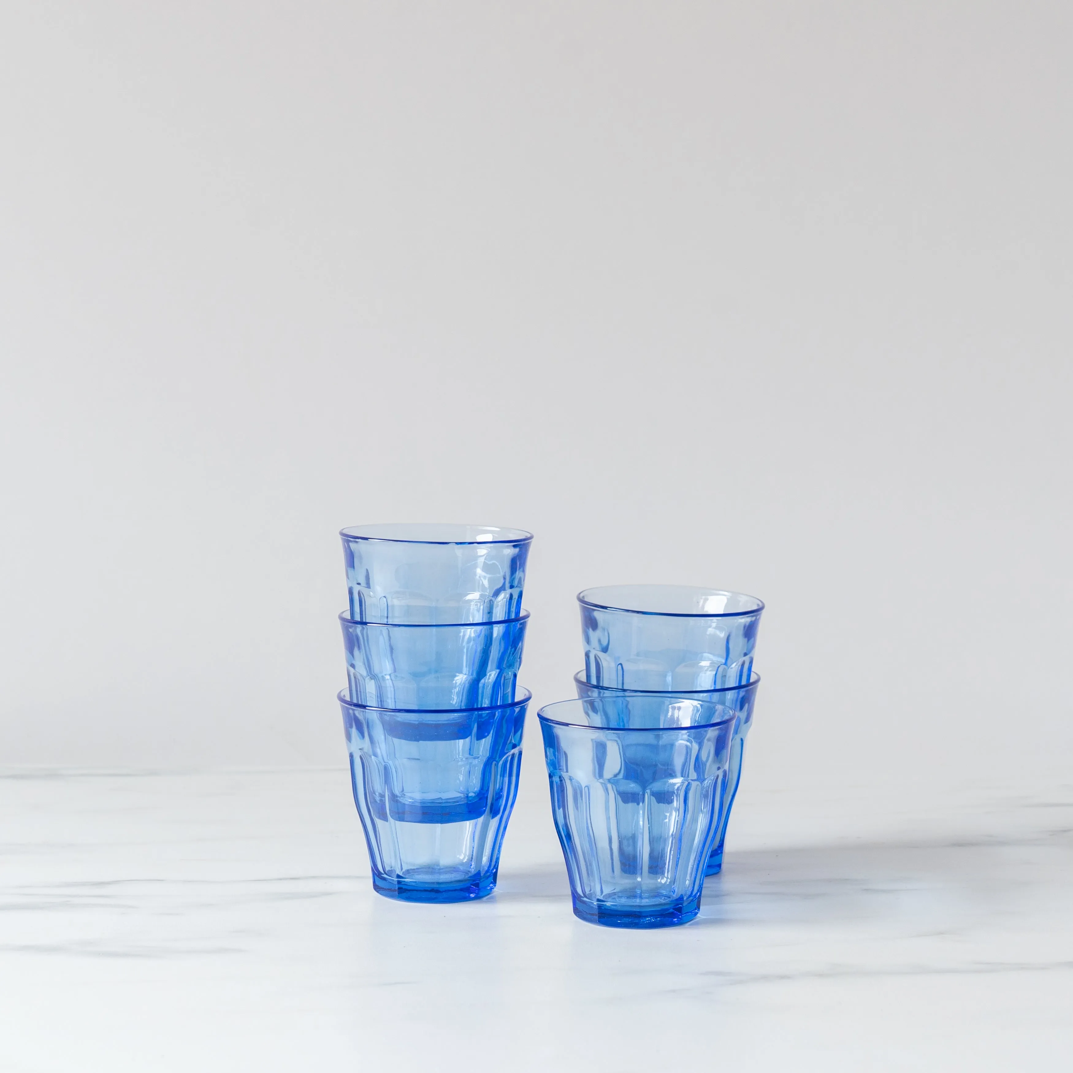 Short Ocean Blue Picardie Glass Tumbler