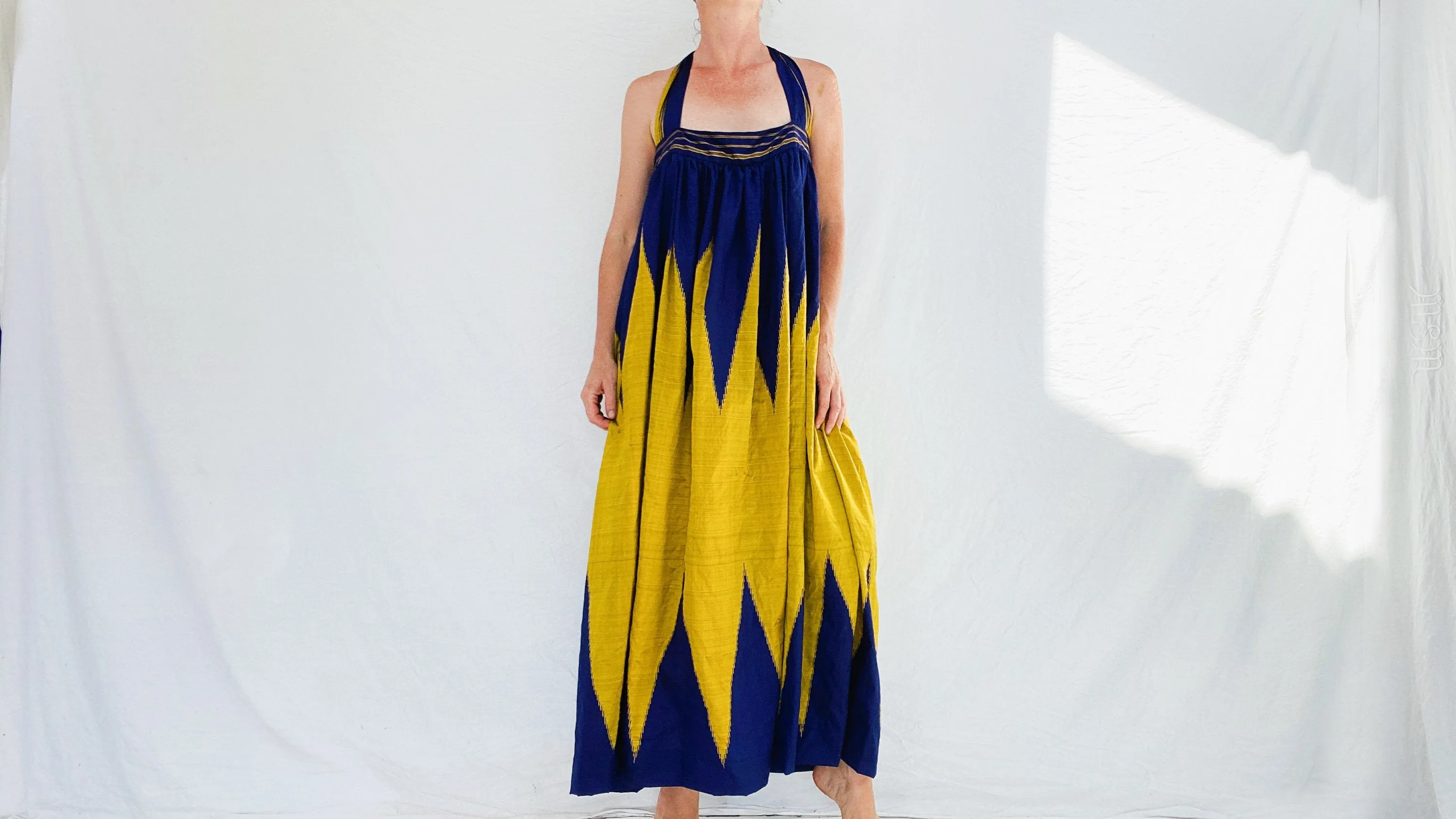 Silk Halter Dress. Repurposed Sari