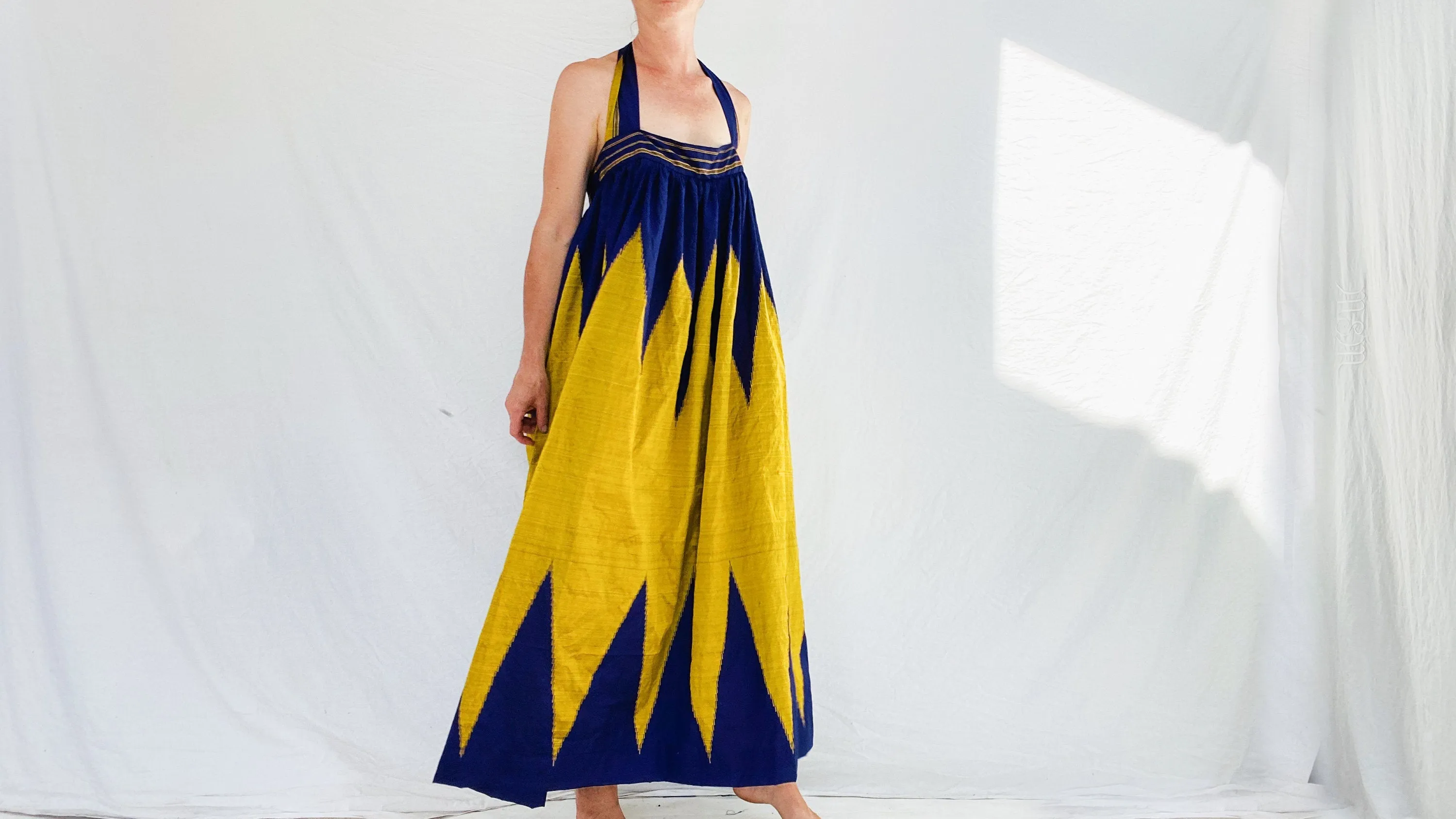 Silk Halter Dress. Repurposed Sari