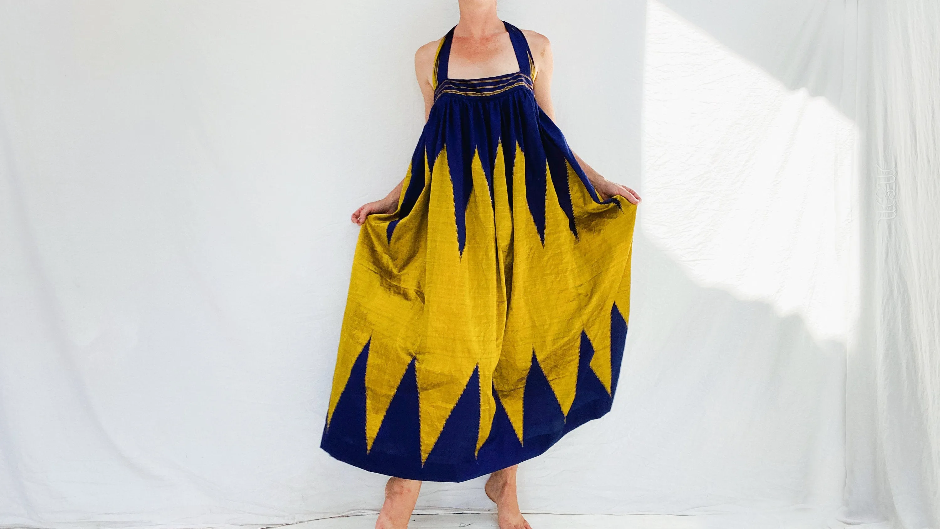 Silk Halter Dress. Repurposed Sari