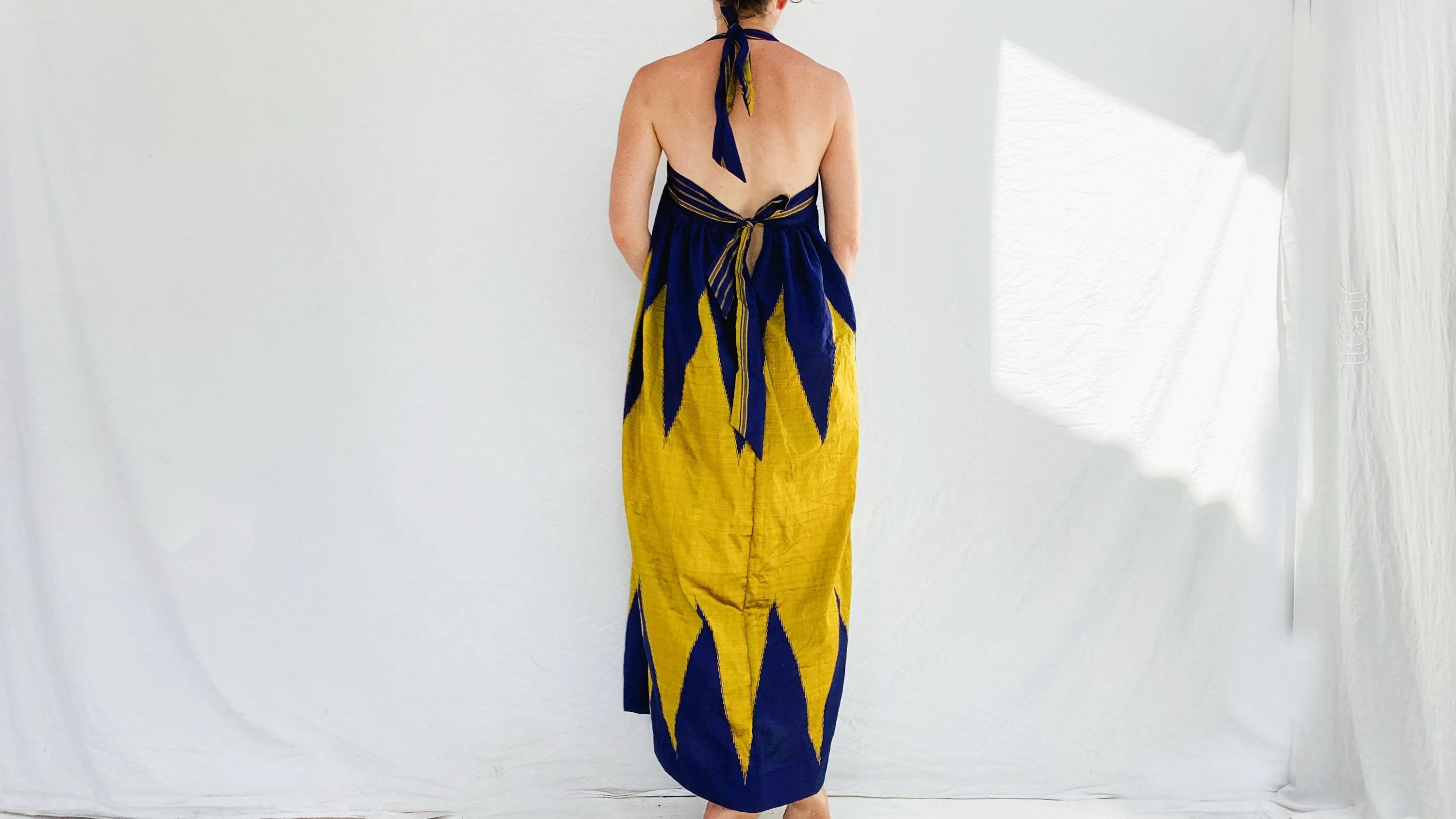 Silk Halter Dress. Repurposed Sari