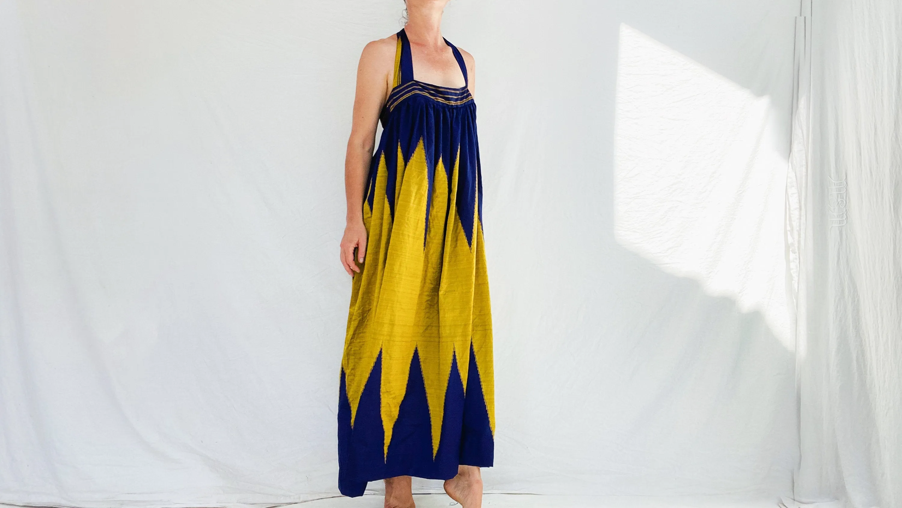 Silk Halter Dress. Repurposed Sari