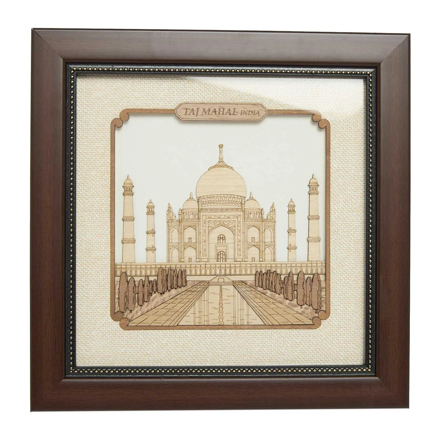Taj Mahal Wood Art Frame 8 in x 8 in