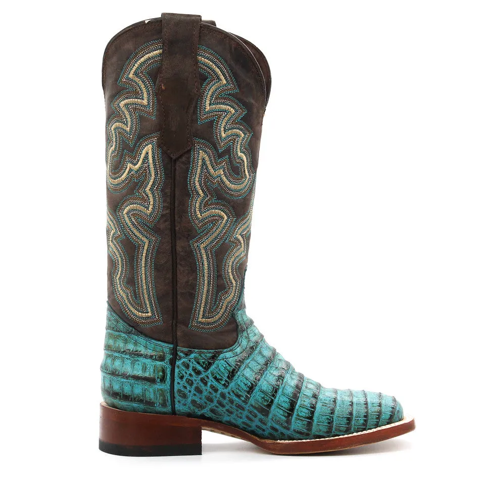 Tanner Mark Turquoise Caiman Print Ladies' Boot
