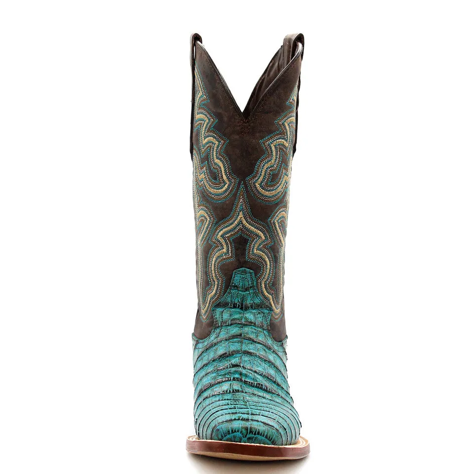 Tanner Mark Turquoise Caiman Print Ladies' Boot