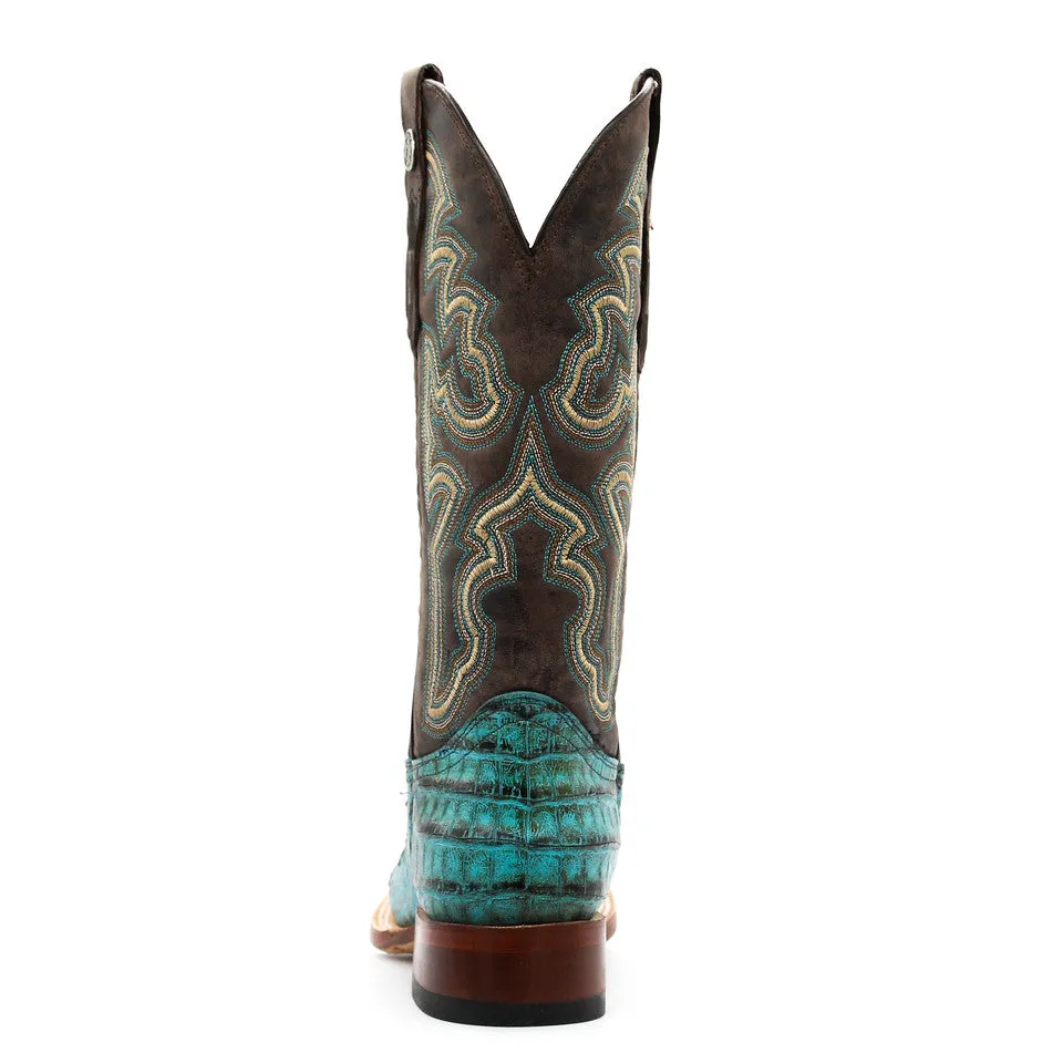Tanner Mark Turquoise Caiman Print Ladies' Boot