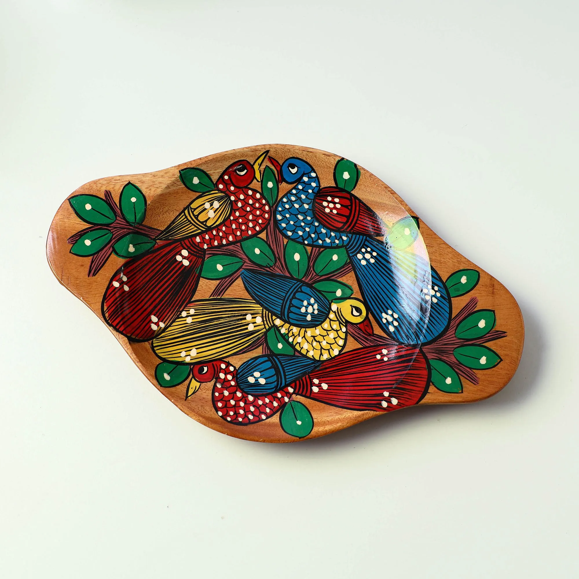 Traditional Pattachitra Hand Painted Akashmoni Wooden Tray (9 x 6 in) 22