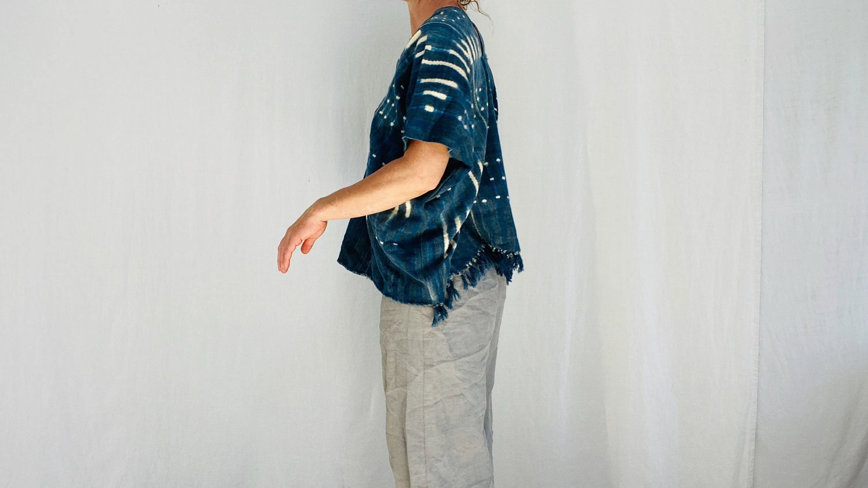 Vintage Indigo Blouse. Repurposed African Cloth. Mali